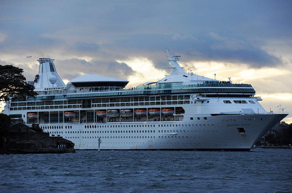 Cruise ship, Rhapsody of the Seas on October 29, 2010 in Sydney, Australia. The Royal Carribbean International cruiseliner arrived into Sydney Harbour with just over 2,000 passengers onboard. The ship weighs over 78 tonne and measures 279 meters long.