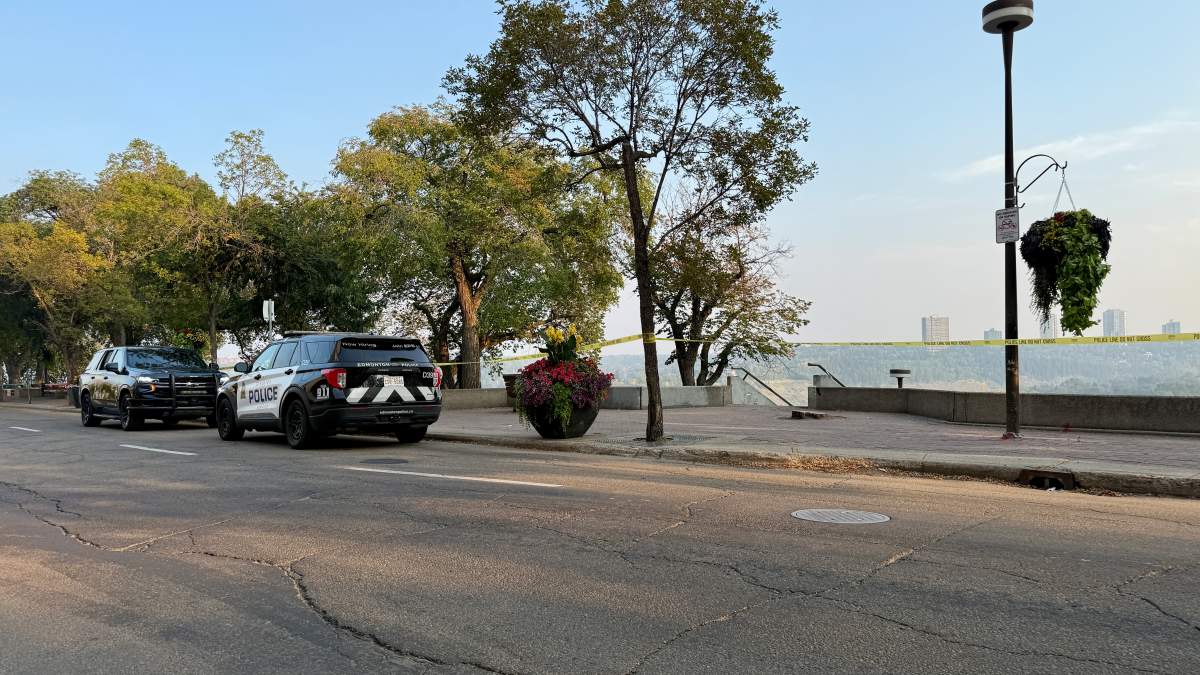 A man was found dead by a set of stairs near 101 Street and 100 Avenue in Edmonton's North Saskatchewan River valley on Sunday, Aug. 31, 2025.