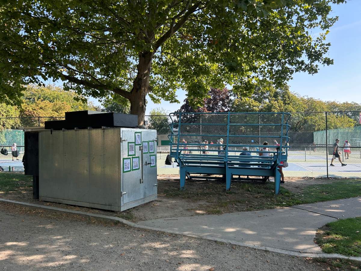 Suspects broke into the Pickleball Kelowna Club's storage bin at the back of Parkinson Rec Centre sometime between Wednesday evening and Thursday morning.