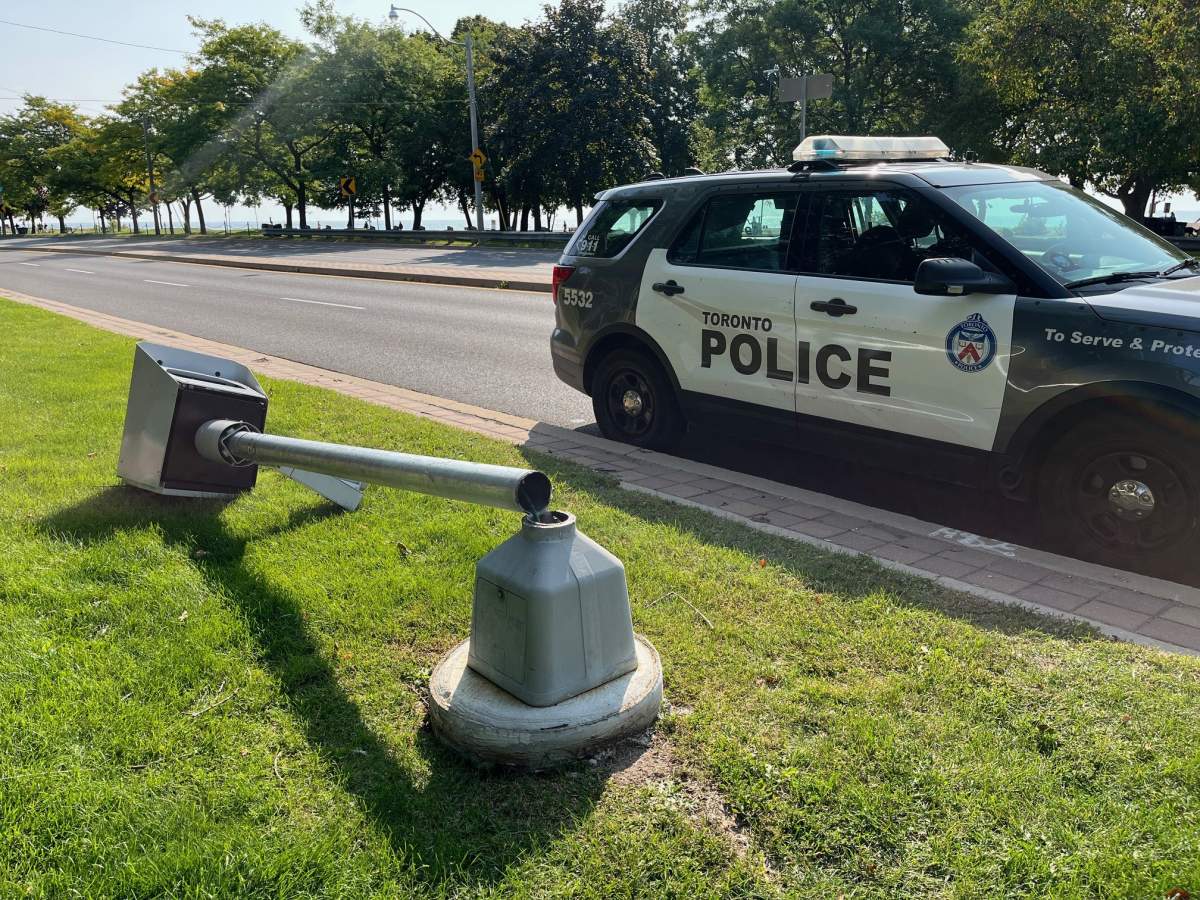 Vandalized speed camera at Lakeshore and Woodbine
