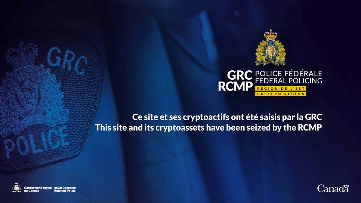 A warning message posted on the cryptocurrency exchange platform TradeOgre reads: 'This site and its cryptoassests have been seized by the RCMP,' according to a screenshot shared by the RCMP on Sept. 18, 2025.