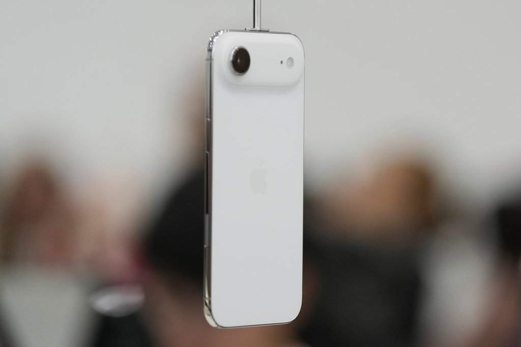 The iPhone Air is displayed during an announcement of new products at Apple Park on Tuesday, Sept. 9, 2025, in Cupertino, Calif. (AP Photo/Godofredo A. Vásquez)