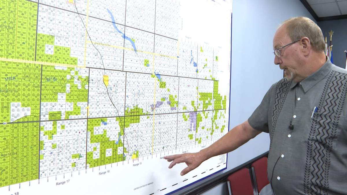 The Reeve of Warner County, Randy Taylor, said he's been assured by the Alberta government that it will build a new, replacement road -- this one in Alberta -- once funding has been secured.