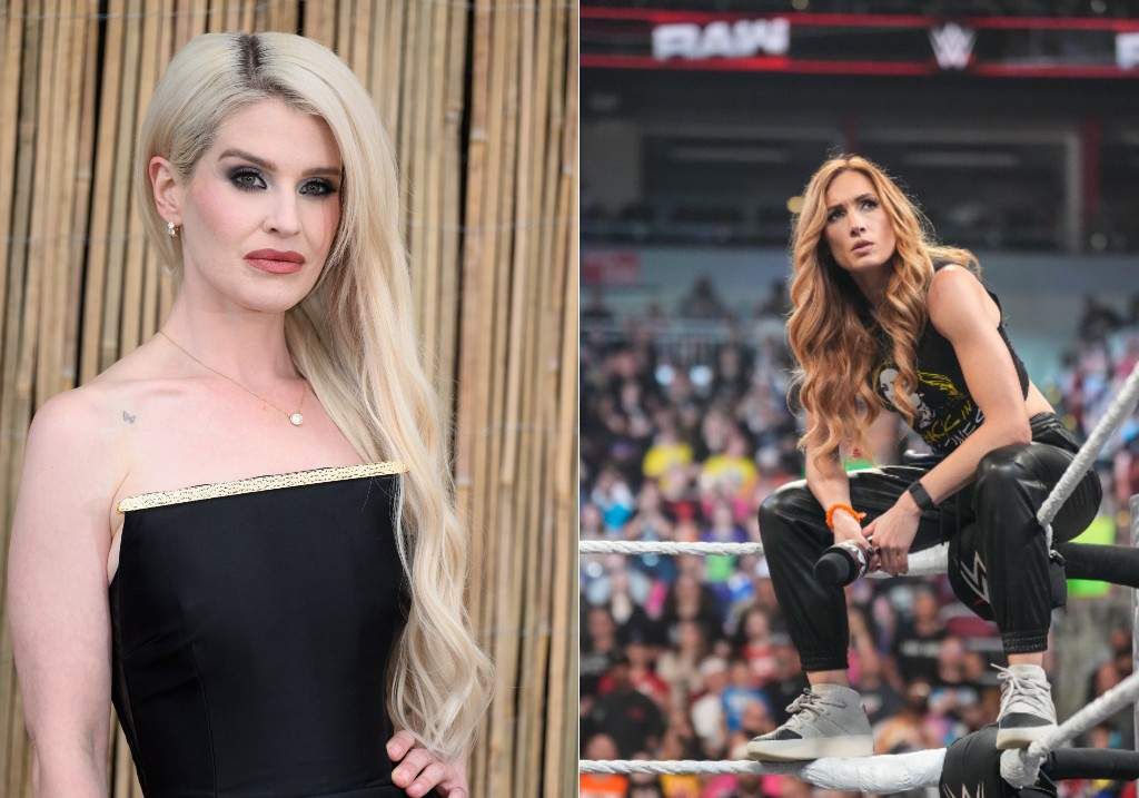 (L-R:) Kelly Osbourne attends The Serpentine Gallery Summer Party 2025 at Serpentine on June 24, 2025 and Becky Lynch prepares to address the crowd during Monday Night RAW at KFC YUM! Center on May 12, 2025.