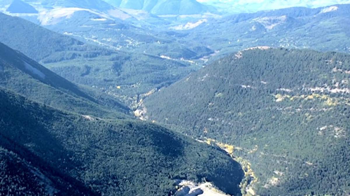 Aerial photos, provided by the RCMP, show the search area is covered by a combination of thick forests, steep mountains and numerous lakes, rivers and other waterways.