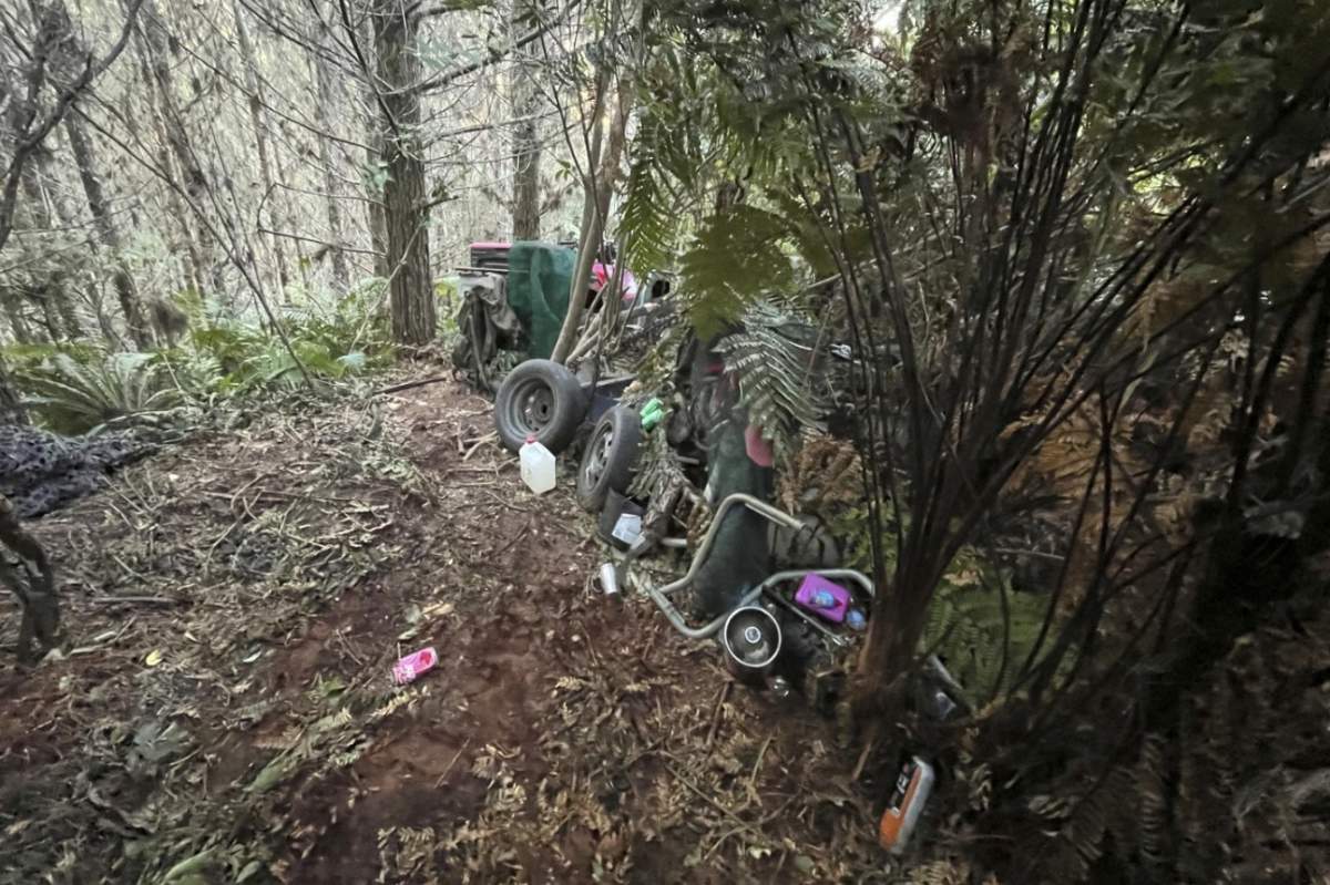 This Sept. 8, 2025 photo released by the New Zealand police, shows the campsite where Tom Phillips and his children were hiding prior to his shooting in Waitomo, in the district of Waikato, New Zealand.