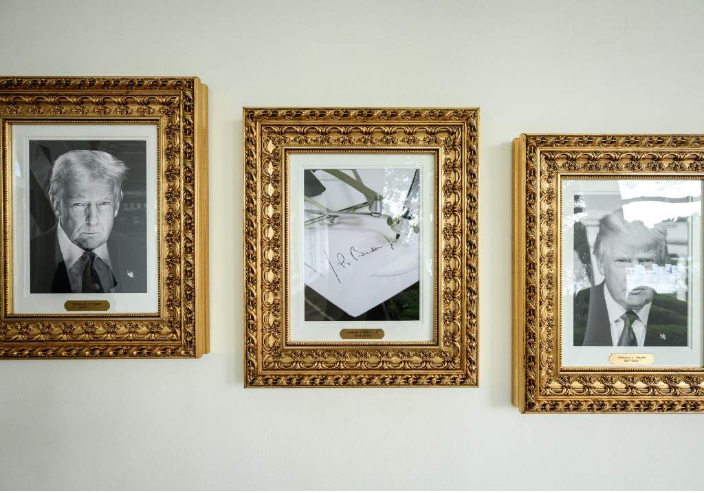 Former U.S. President Joe Biden is portrayed as an autopen in U.S. President Trump’s new 'Presidential Walk of Fame.'