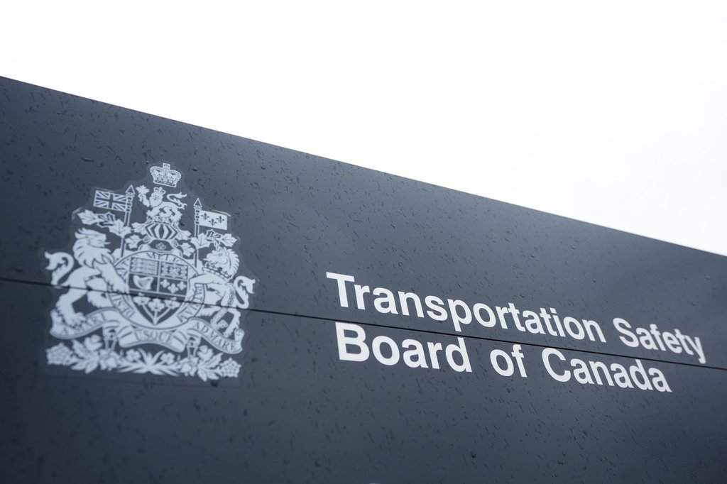 Transportation Safety Board of Canada signage is seen outside TSB offices in Ottawa, Monday, May 1, 2023. 