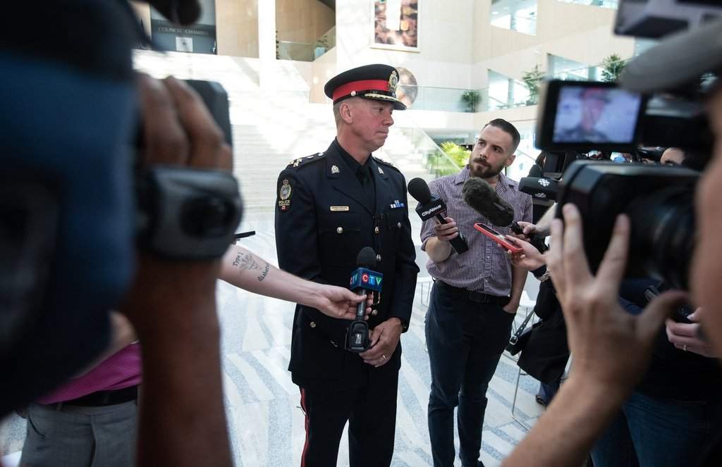 Edmonton Chief of Police Warren Driechel speaks during a press conference in Edmonton, Friday, Sept. 19, 2025. THE CANADIAN PRESS/Jason Franson.