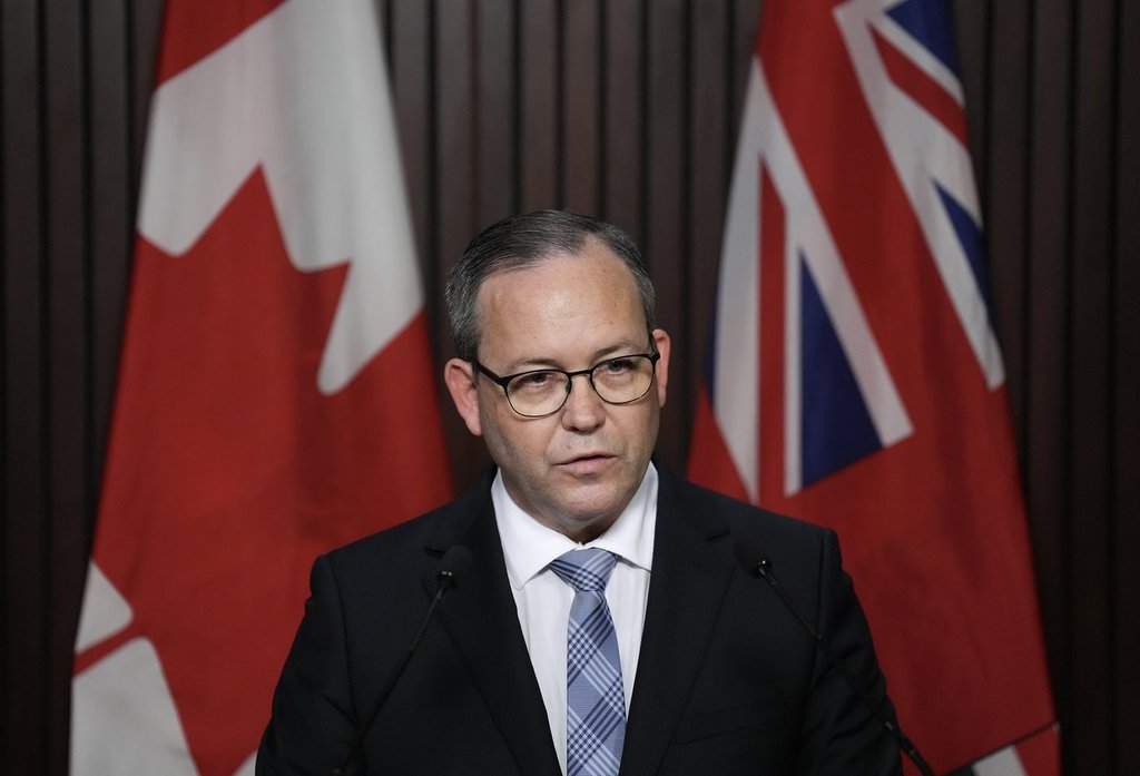 Ontario Attorney General Doug Downey holds a press conference at Queen's Park in Toronto on Tuesday, Oct. 24, 2023. 