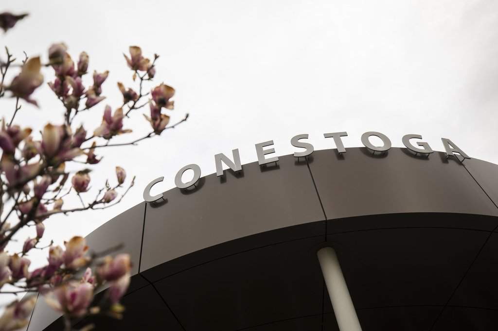 Conestoga College campus is seen, in Kitchener, Ont., on Saturday, April 27, 2024. THE CANADIAN PRESS/Nick Iwanyshyn.
