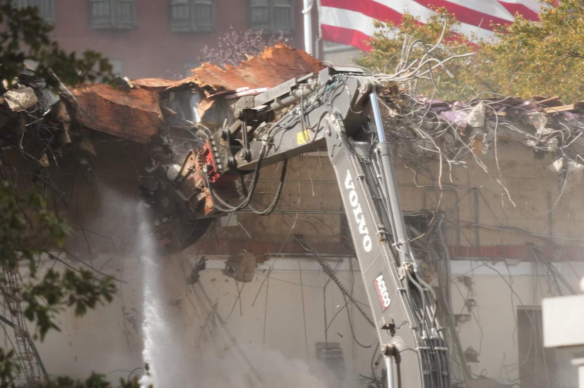 Demolition continues on the East Wing of the White House, Wednesday, Oct. 22, 2025, in Washington, before construction of a ballroom.