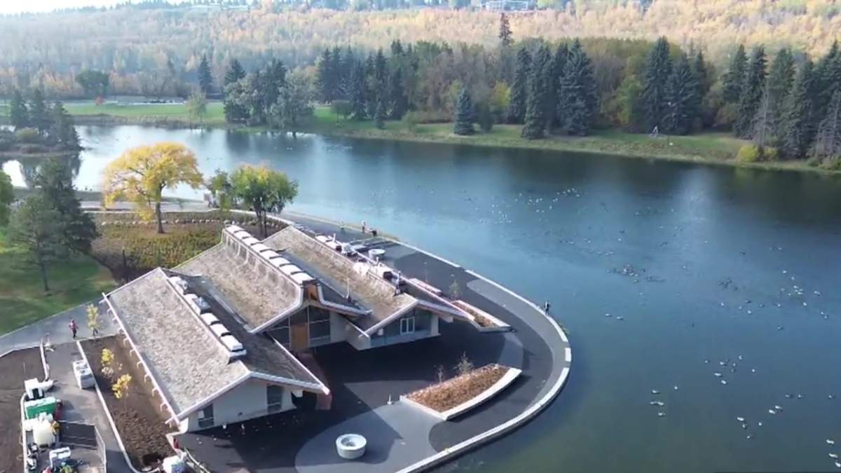Images from Thursday, October 2, 2025 showing construction is nearly complete at Hawrelak Park in Edmonton's river valley.