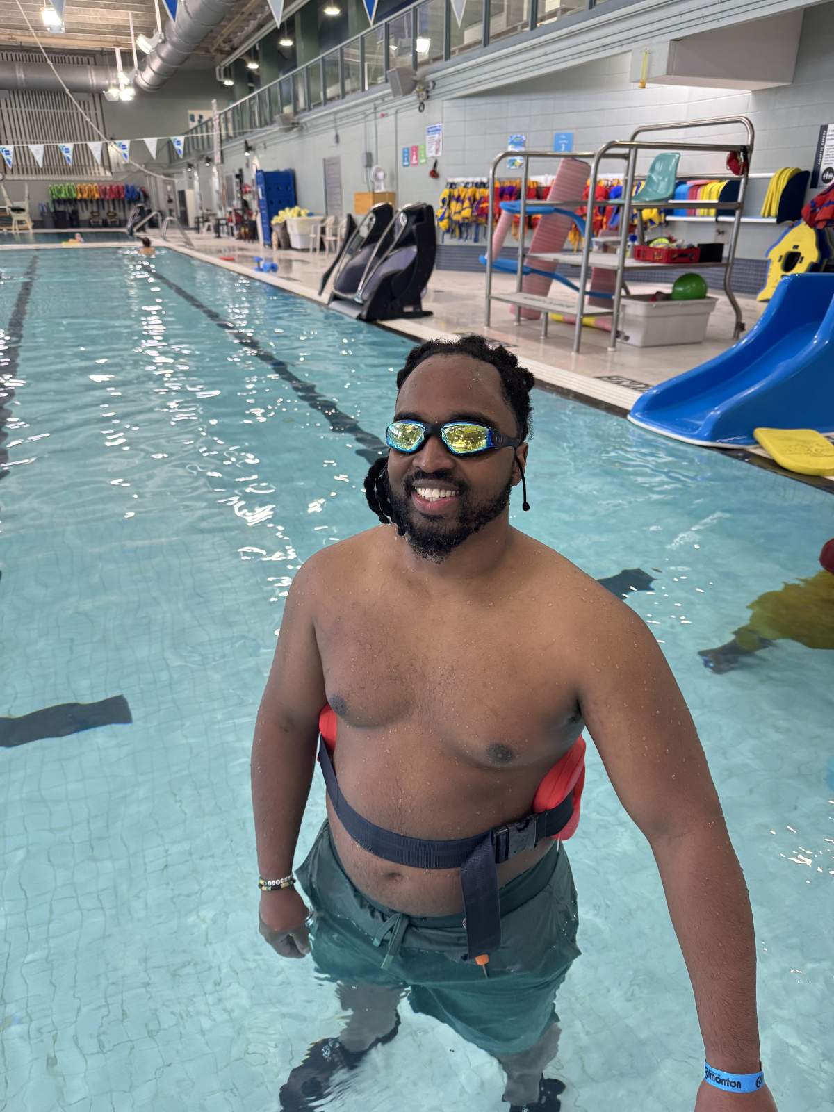 A man in an Edmonton pool