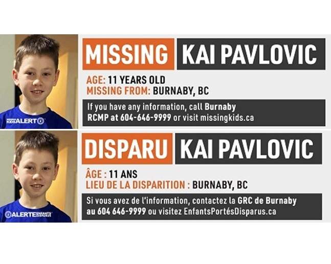 Burnaby RCMP said they are putting up billboards in English and Serbian to try and connect with people that know where Kai might be