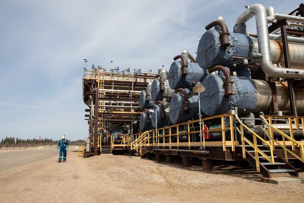 Andy Cepuch, senior field manager, at the plant—where steam is created, water is processed, and bitumen is diluted and prepared to go for further processing—at the Cenovus Christina Lake oilsands facility southeast of Fort McMurray, Alta., on Wednesday April, 24, 2024. THE CANADIAN PRESS/Amber Bracken.