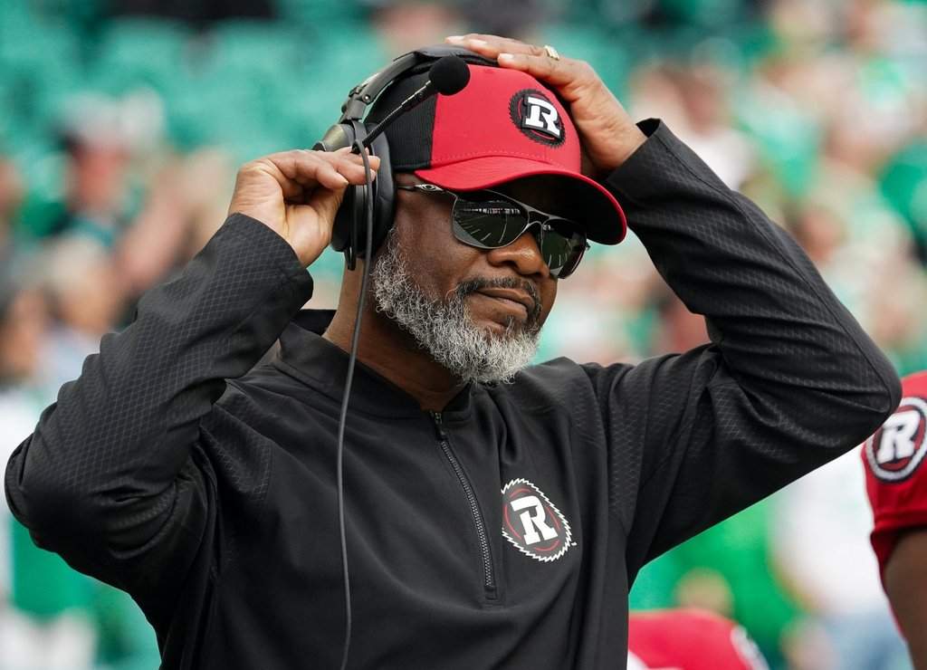 Ottawa Redblacks head coach Bob Dyce looks on before CFL football action against the Saskatchewan Roughriders in Regina, on Thursday, June 5, 2025. THE CANADIAN PRESS/Heywood Yu.