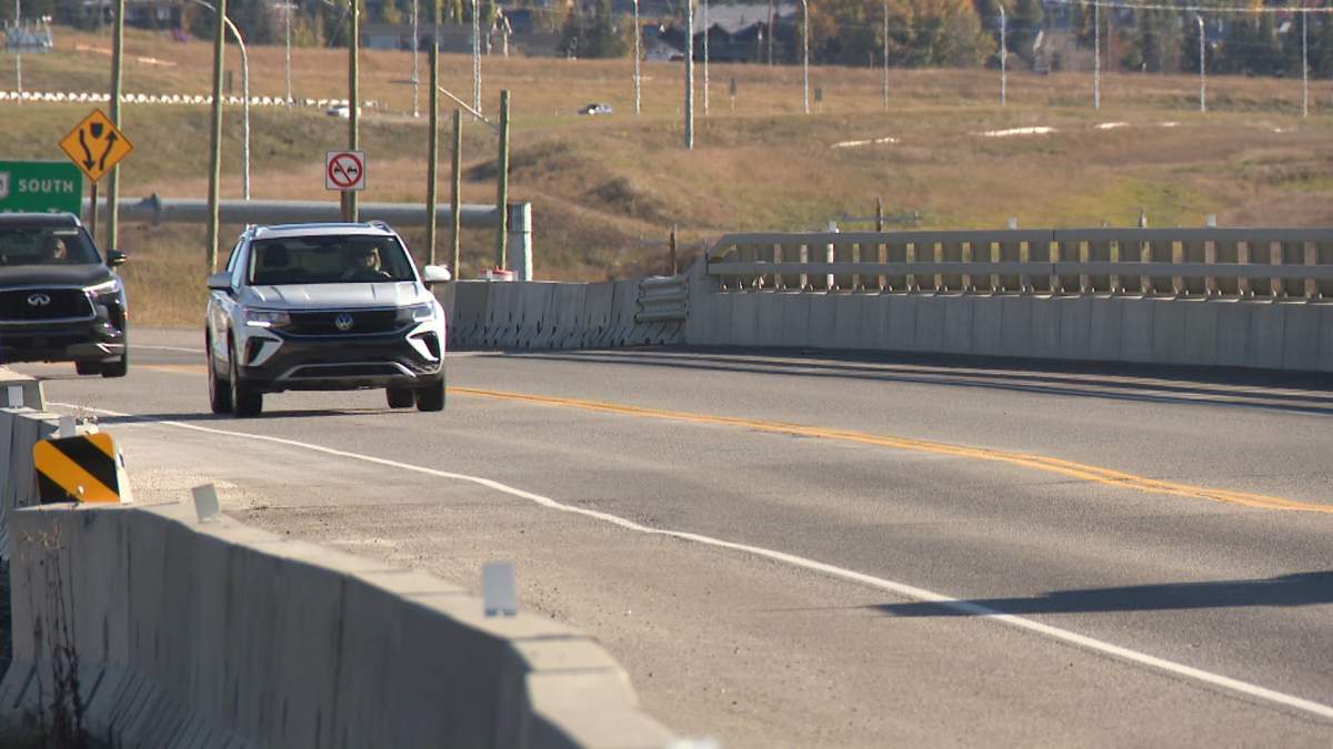 The bridge opened for westbound traffic in 2021 as part of the southwest Calgary Ring Road project. Construction on the eastbound bridge is expected to be completed in the fall of 2026.