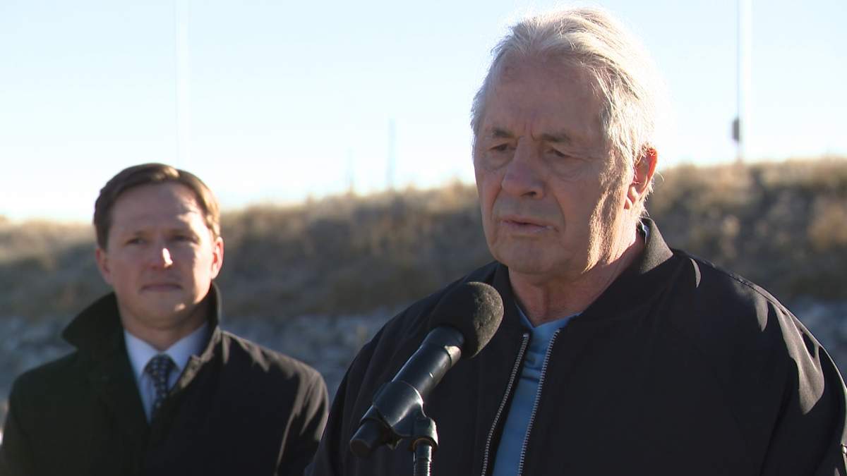 Stu Hart's son Bret (The Hitman) Hart, was among the dignitaries on hand for Wednesday's official bridge naming ceremony.