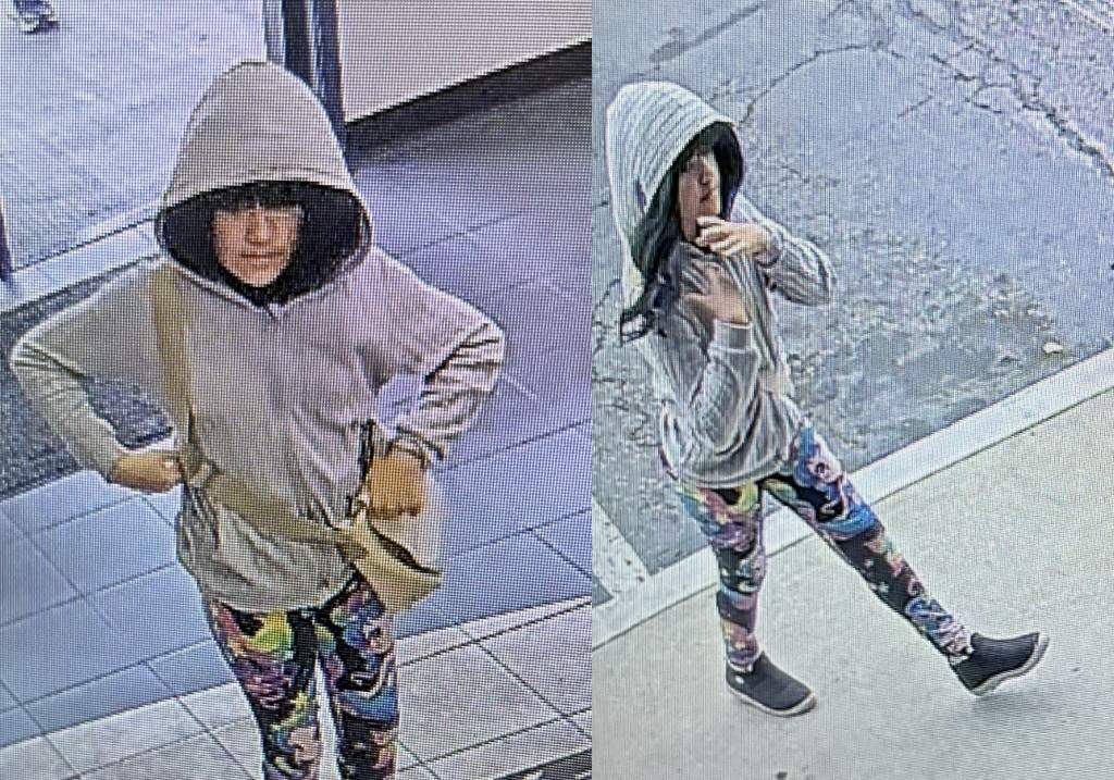 Surveillance photos of Melodee Buzzard reportedly seen in a wig.