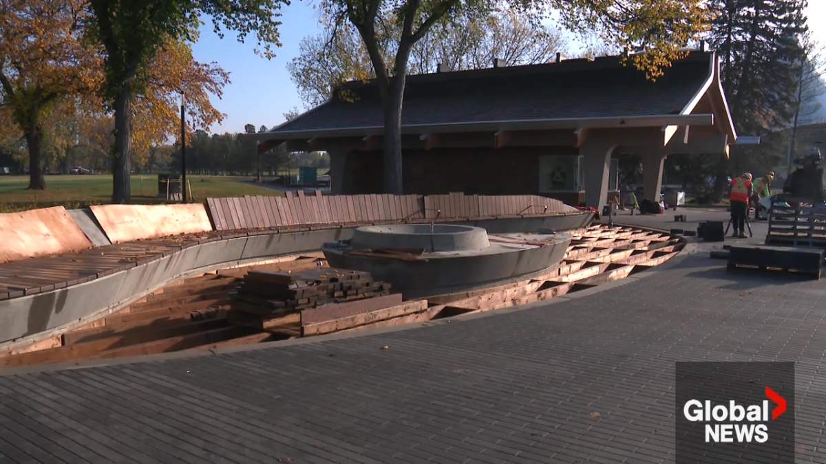 Images from Thursday, October 2, 2025 showing construction is nearly complete at Hawrelak Park in Edmonton's river valley.