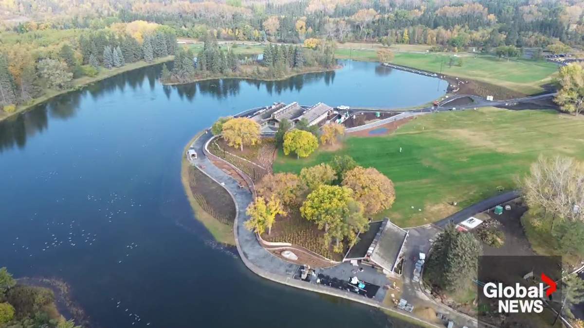 Images from Thursday, October 2, 2025 showing construction is nearly complete at Hawrelak Park in Edmonton's river valley.