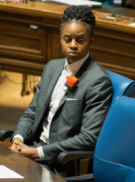 Health Minister Uzoma Asagwara listens as Manitoba Lt.-Gov. Anita Neville delivers the throne speech at the Manitoba Legislative Building in Winnipeg on Tuesday, Nov. 18, 2025.