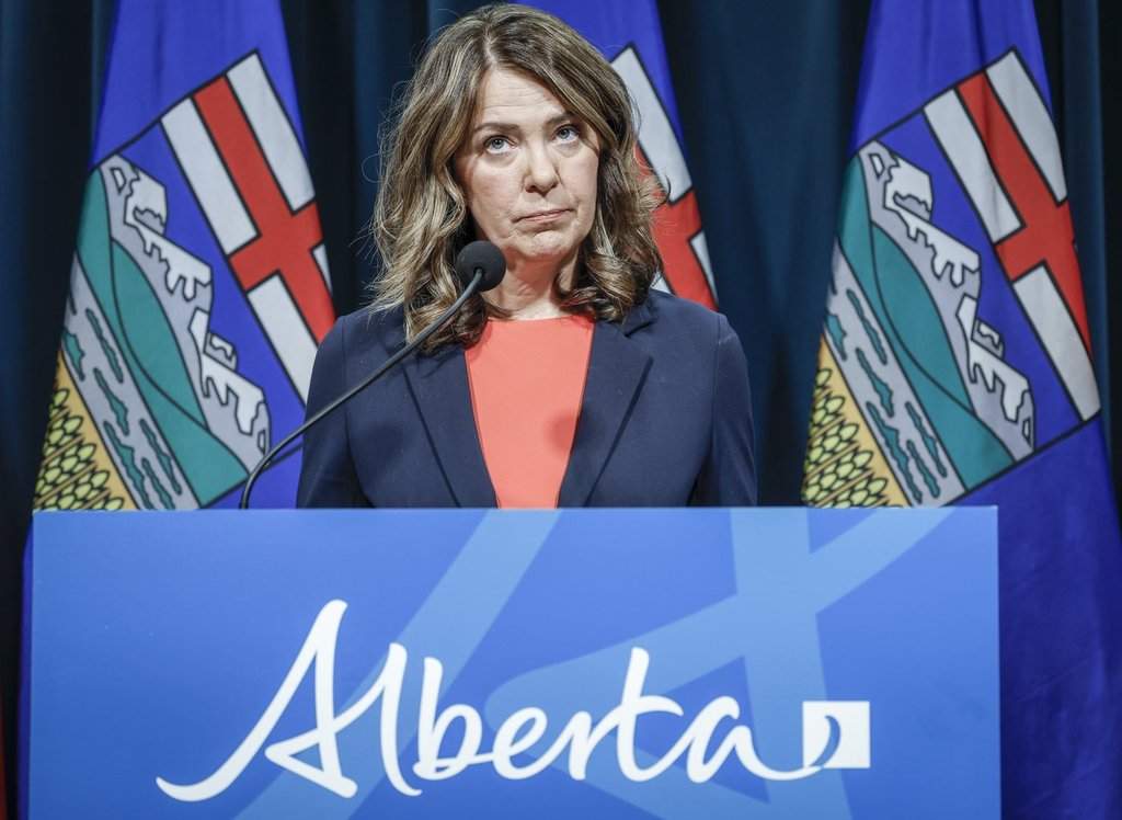 Alberta Premier Danielle Smith provides an update on teacher bargaining in Calgary on Friday, Oct. 17, 2025.  