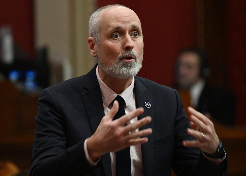 Quebec Solidaire MNA Vincent Marissal during question period at the legislature in Quebec City, Tuesday, March 18, 2025.  THE CANADIAN PRESS/Jacques Boissinot.