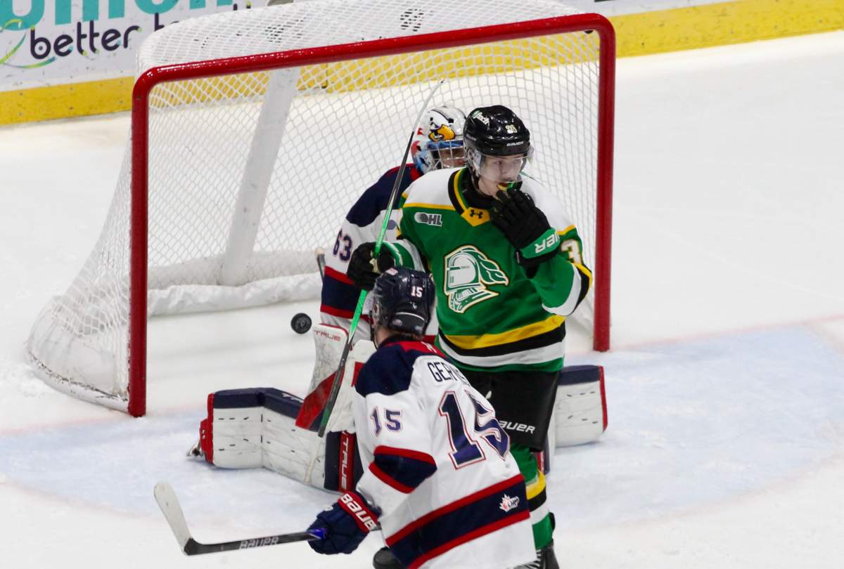 Cohen Bidgood made his return to the London Knights lineup against Saginaw after a 15-game absence and helped London to an 8-5 win.