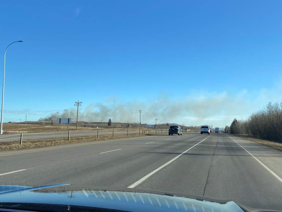 A fire broke amongst a mix of construction and demolition waste at the GFL Waste Management landfill on the west side of Edmonton on Sunday, Nov.9, 2025.