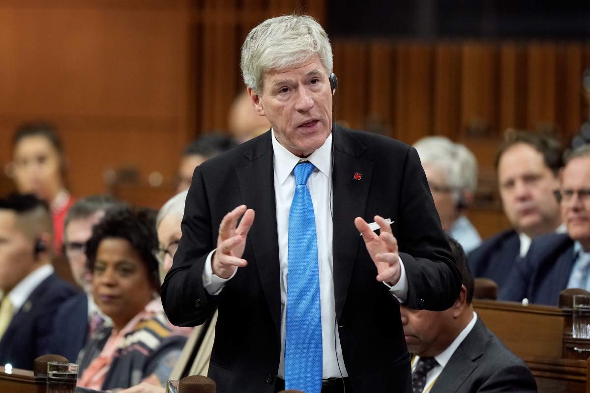 Minister of Energy and Natural Resources Tim Hodgson rises during Question Period on Parliament Hill in Ottawa, Thursday, Nov. 20, 2025.