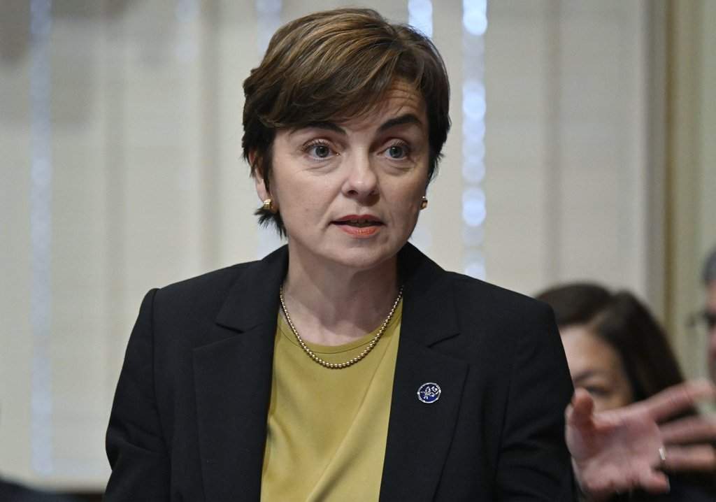 Quebec Energy Minister Christine Fréchette responds to the Opposition during question period at the legislature in Quebec City, Wednesday, Oct. 1, 2025.