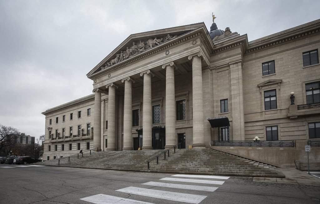 The exterior of the Manitoba legislature is seen in Winnipeg on Nov. 6, 2024.