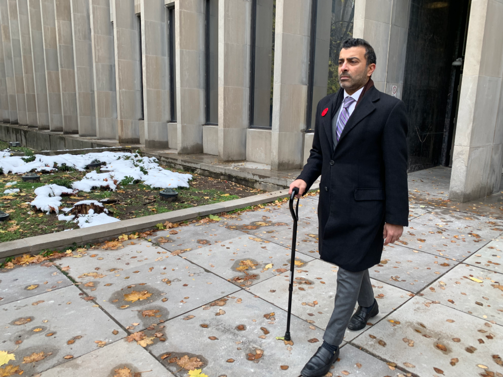Arjun Sahota is on trial facing charges of impaired and dangerous driving causing bodily harm to Rahim Allani, pictured above, and failing to stop at the scene of an accident.