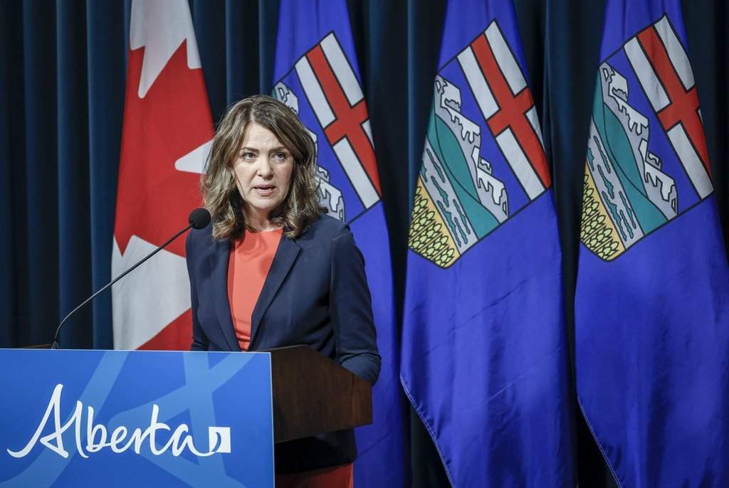 Alberta Premier Danielle Smith provides an update on teacher bargaining in Calgary on Oct. 17, 2025.