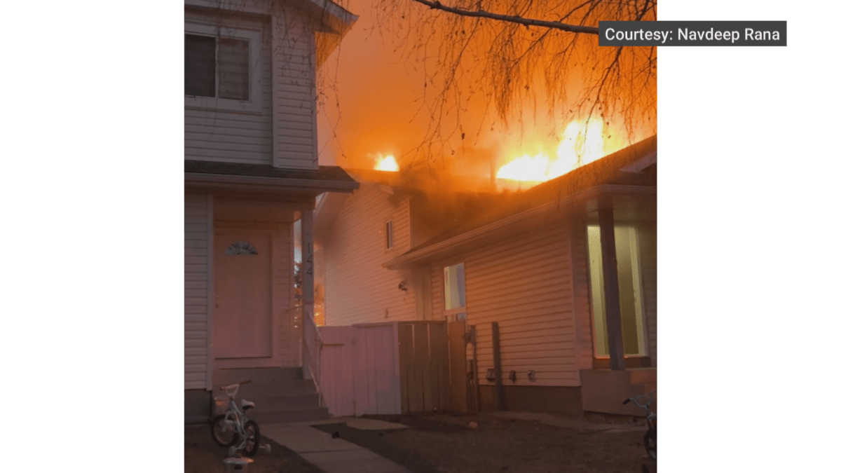 A house on fire.