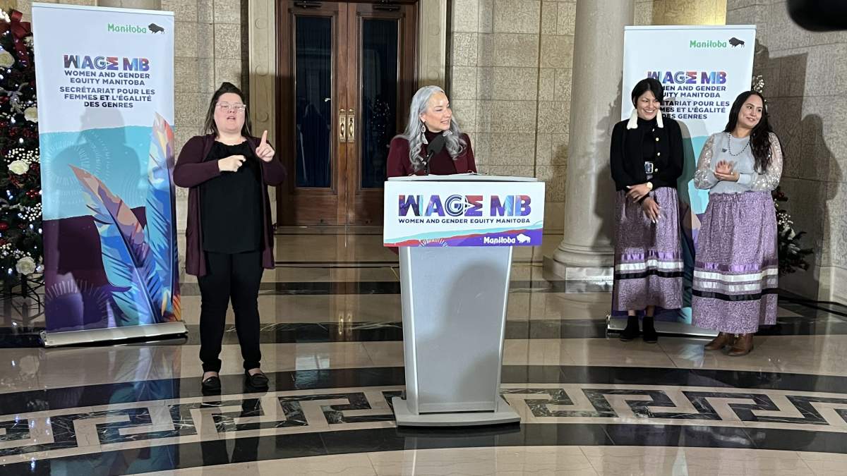 A man was arrested by Winnipeg police, who said the man sent threatening letters to an MLA. Nahanni Fontaine is pictured Nov. 26, 2025.