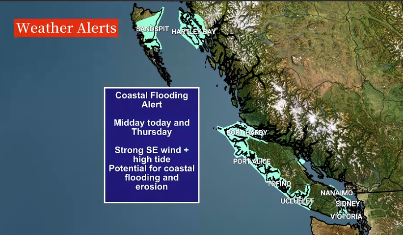 Coastal Flooding Statement has been issued for parts of B.C.'s coast.
