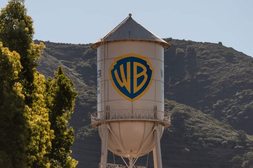 The Warner Bros. water tower is seen at Warner Bros. Studios in Burbank, Calif., Friday, Dec. 5, 2025. (AP Photo/Jae C. Hong).