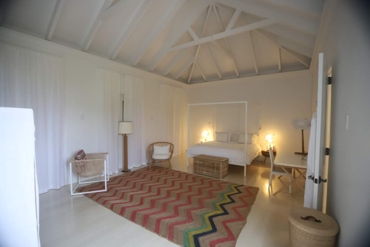 A photo of a bedroom on Epstein's property.