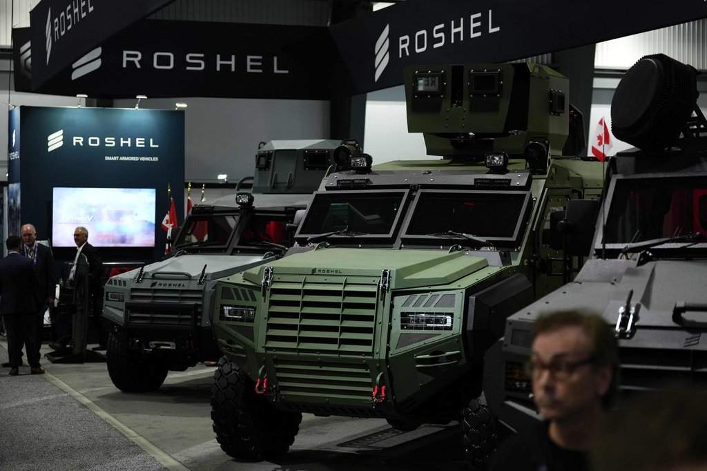 Roshel armoured vehicles are seen at the Canadian Association of Defence and Security Industries annual defence industry trade show in Ottawa on Wednesday, May 28, 2025. THE CANADIAN PRESS/Justin Tang.