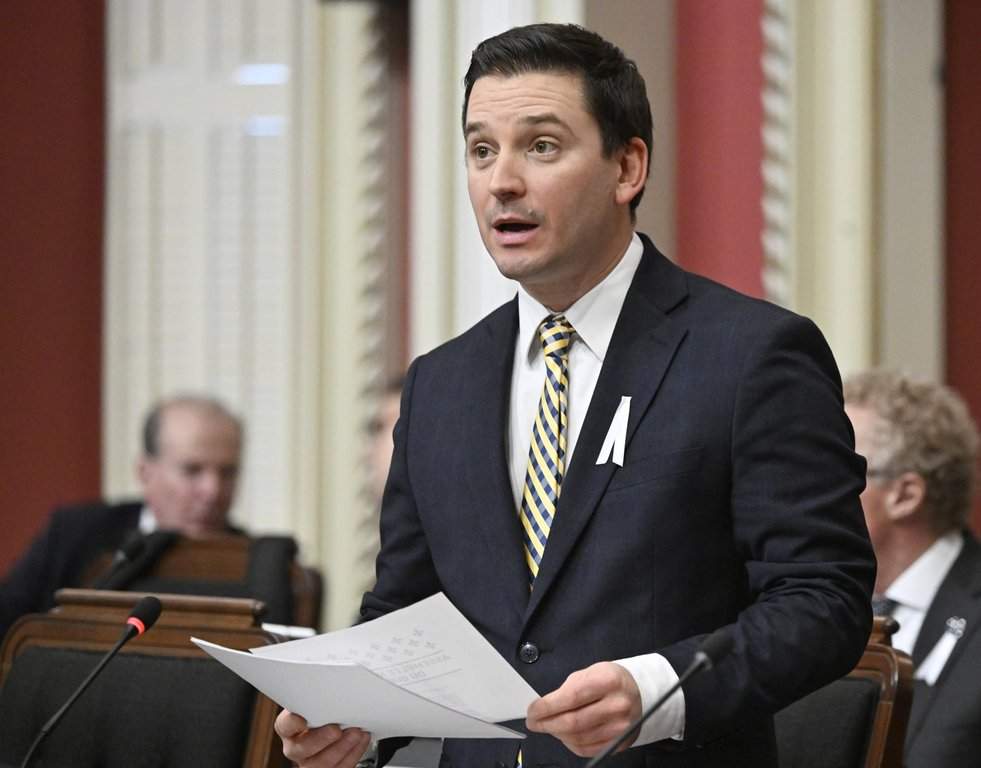 Quebec Justice Minister Simon Jolin-Barrette speaks during question period at the legislature in Quebec City, Tuesday, Dec. 2, 2025. THE CANADIAN PRESS/Jacques Boissinot.