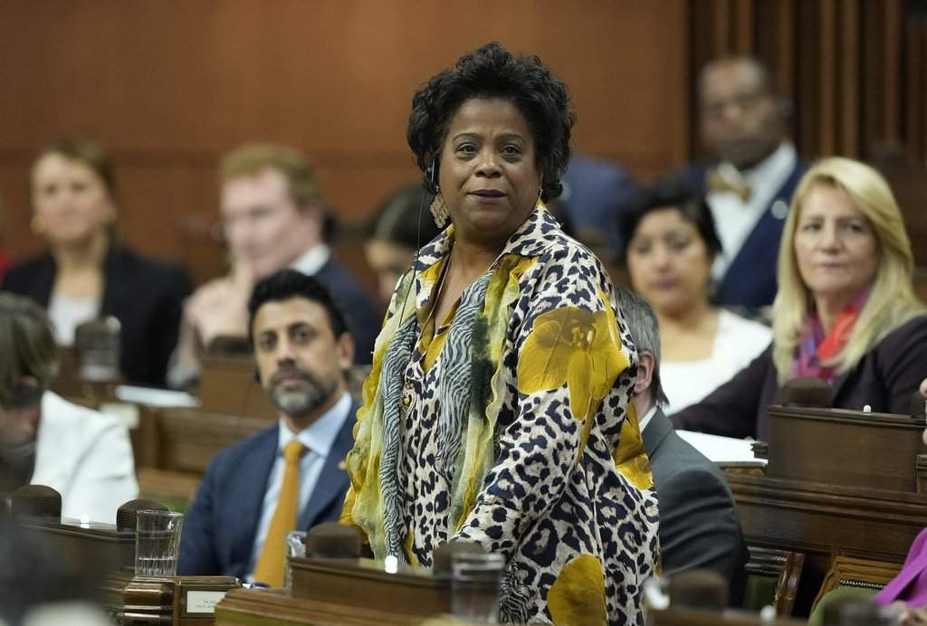 Health Minister Marjorie Michel rises during Question Period on Parliament Hill in Ottawa, Thursday, Oct. 2, 2025. THE CANADIAN PRESS/Adrian Wyld.