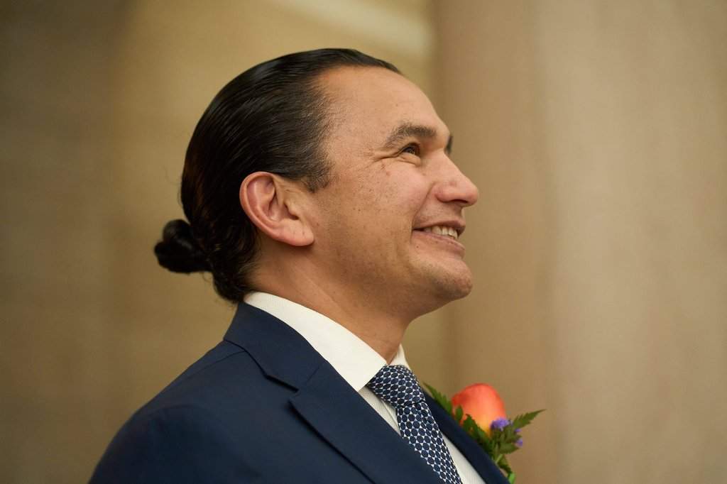 Manitoba Premier Wab Kinew waits before the speech from the throne, at the Manitoba Legislative Building in Winnipeg on Nov. 18, 2025.