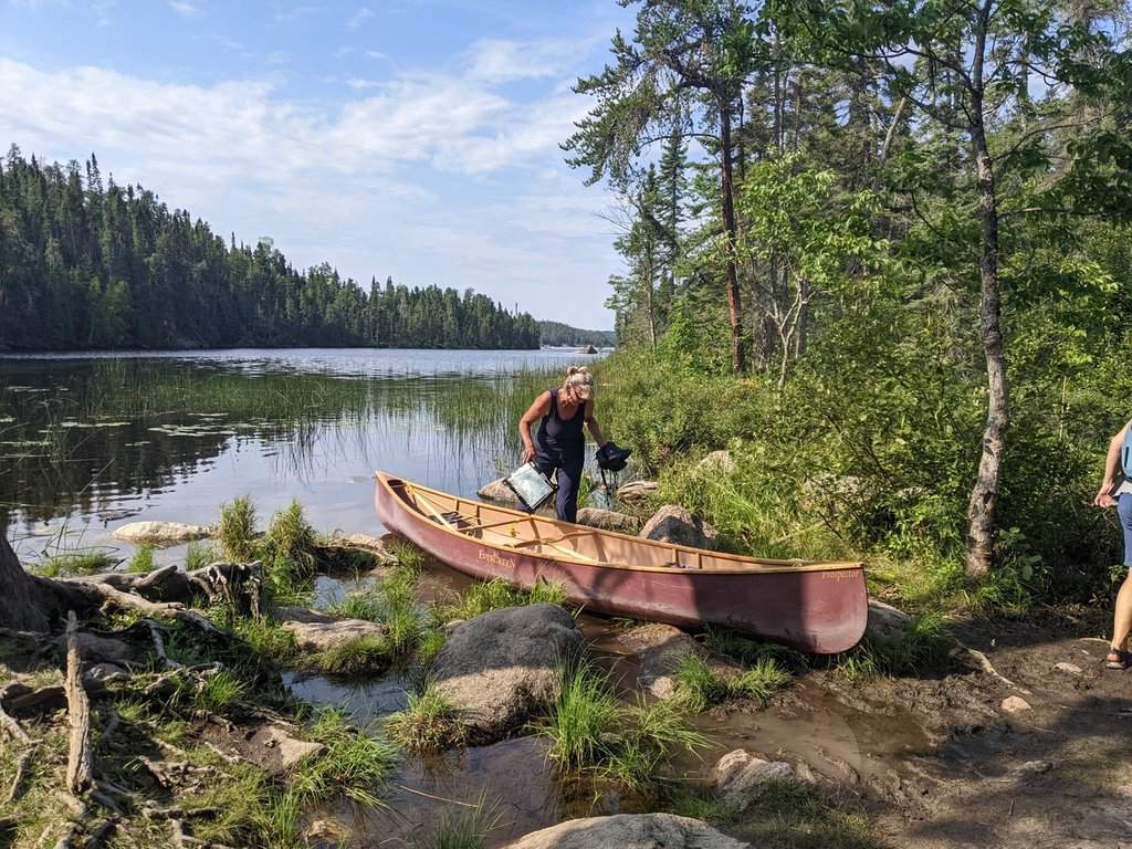 Margerit Roger is seen in this handout photo, with her canoe on a lake near Kenora, Ont., in August 2022. THE CANADIAN PRESS/Handout - Margerit Roger (Mandatory Credit).