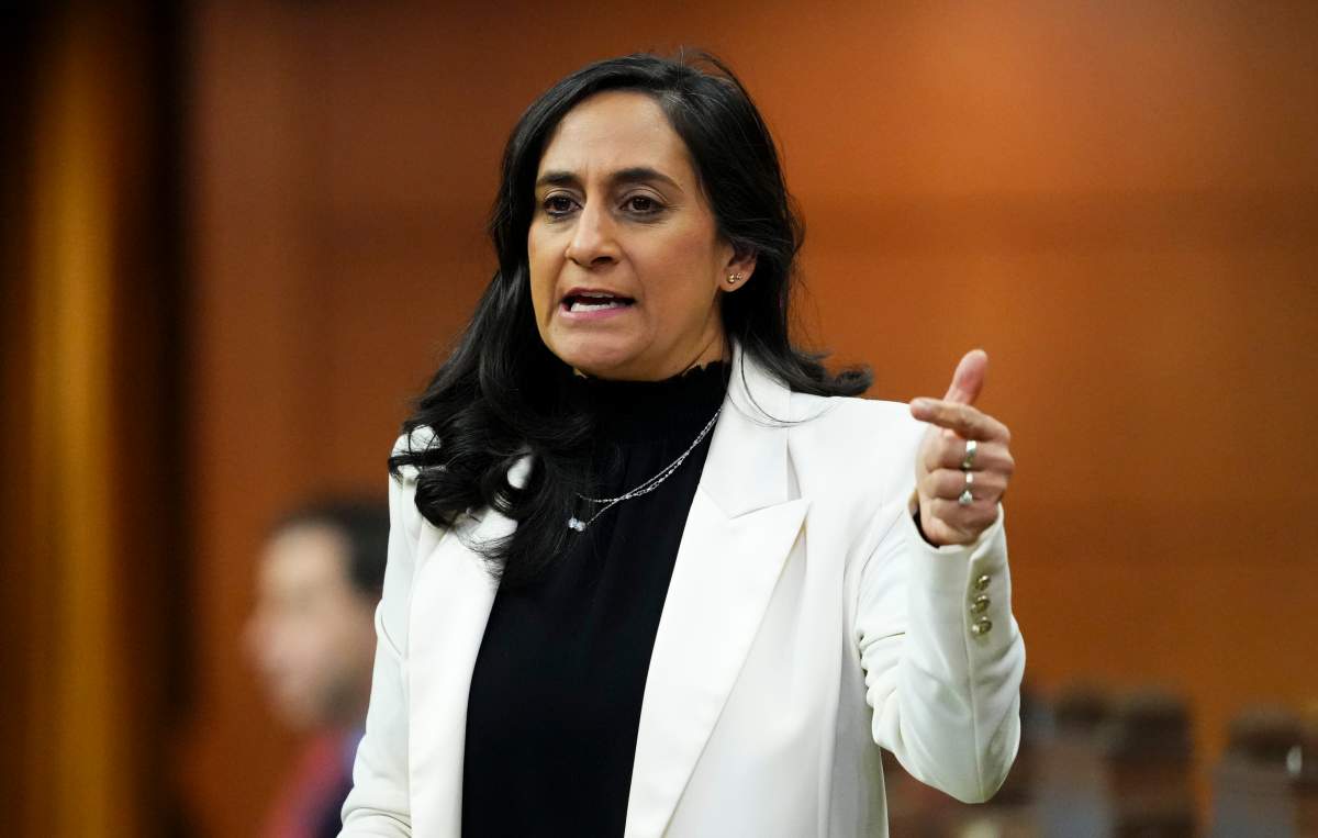 Minister of Foreign Affairs Anita Anand responds during question period in the House of Commons on Parliament Hill in Ottawa on Friday, Nov. 28, 2025.
