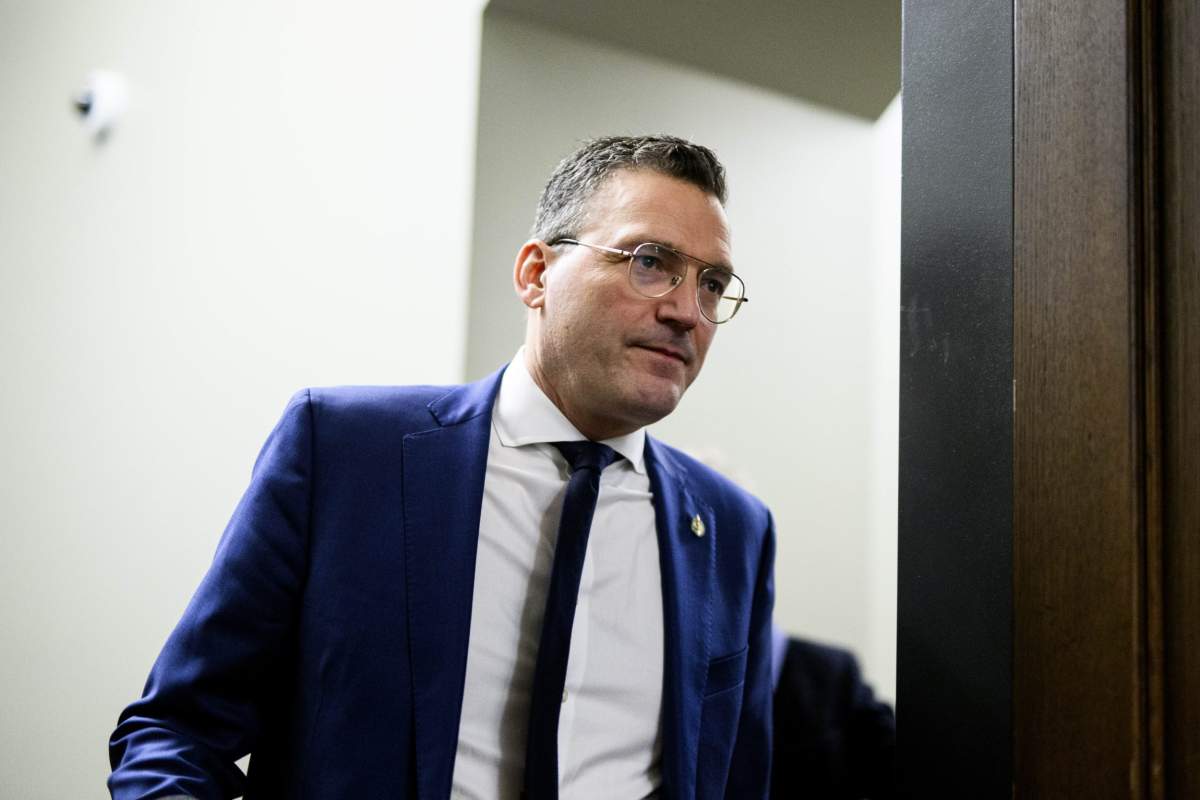Minister of Artificial Intelligence and Digital Innovation and Minister responsible for the Federal Economic Development Agency for Southern Ontario Evan Solomon departs a Liberal caucus meeting on Parliament Hill in Ottawa, on Wednesday, Dec. 3, 2025. 
