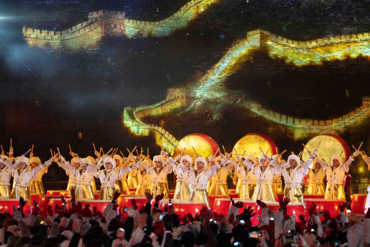 Drummers ring in the new year at the Juyongguan Great Wall on the outskirts of Beijing, China, Thursday, Jan. 1, 2026.