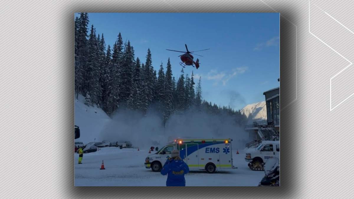 STARS air ambulance and EMS responding to an emergency at Sunshine Village ski resort in Banff National Park, Alta. on Saturday, Dec. 27, 2025.